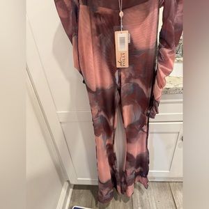 Oh Polly x Tammy Hembrow Constellations Flared Trousers in Blush US Size 2